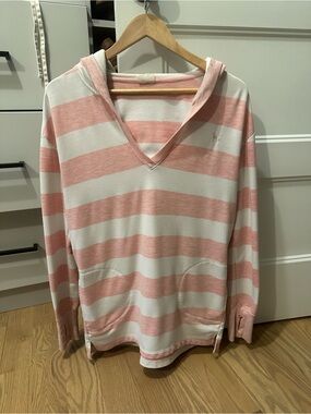 The Black Dog Striped and White V-Neck Hoodie Sweater
